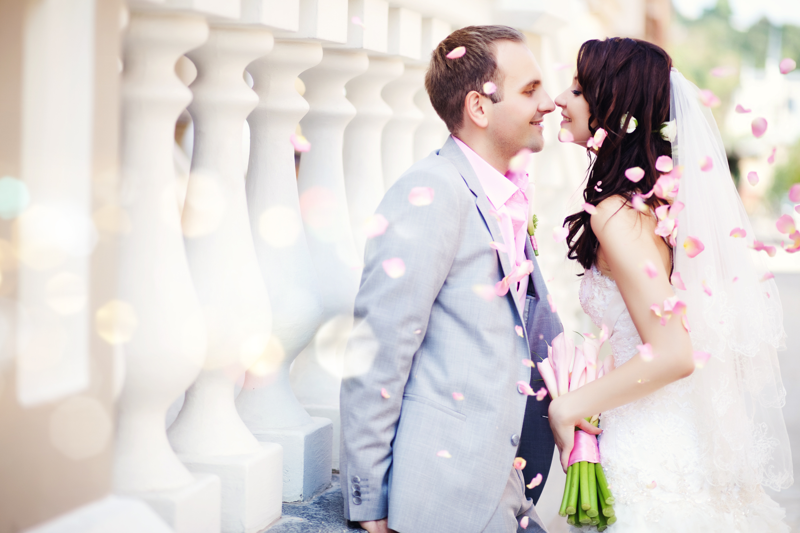 Bride and groom about to kiss